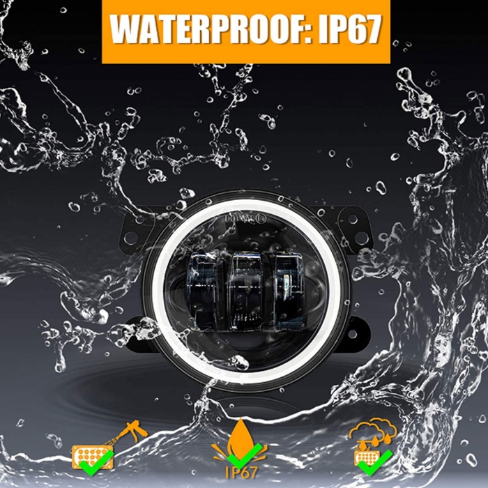 Proiectoare LED Angel Eyes DRL lumina drum / semnalizare / ceata pentru Jeep Wrangler JK - imagine 2