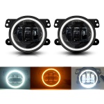Proiectoare LED Angel Eyes DRL lumina drum / semnalizare / ceata pentru Jeep Wrangler JK - imagine 4