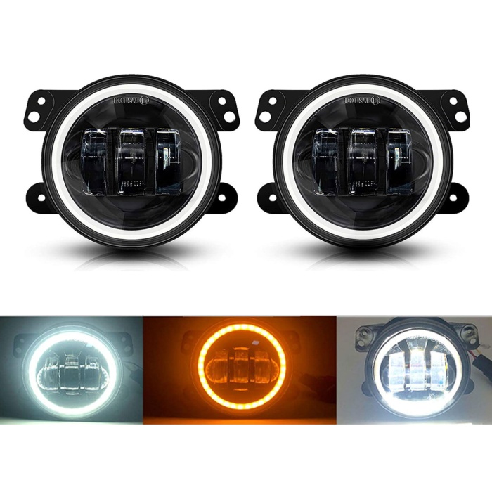 Proiectoare LED Angel Eyes DRL lumina drum / semnalizare / ceata pentru Jeep Wrangler JK - imagine 4