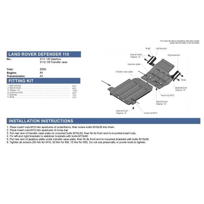 Scut cutie de viteze pentru Land Rover Defender 110 2007-2016, din aluminiu,6 mm, Rival - imagine 3