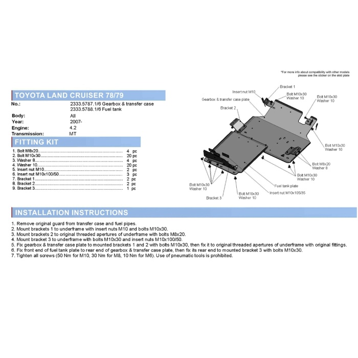 Scut rezervor pentru Toyota Land Cruiser HZJ78 J7 2007- 4,2D, din aluminiu,6 mm, Rival - imagine 2