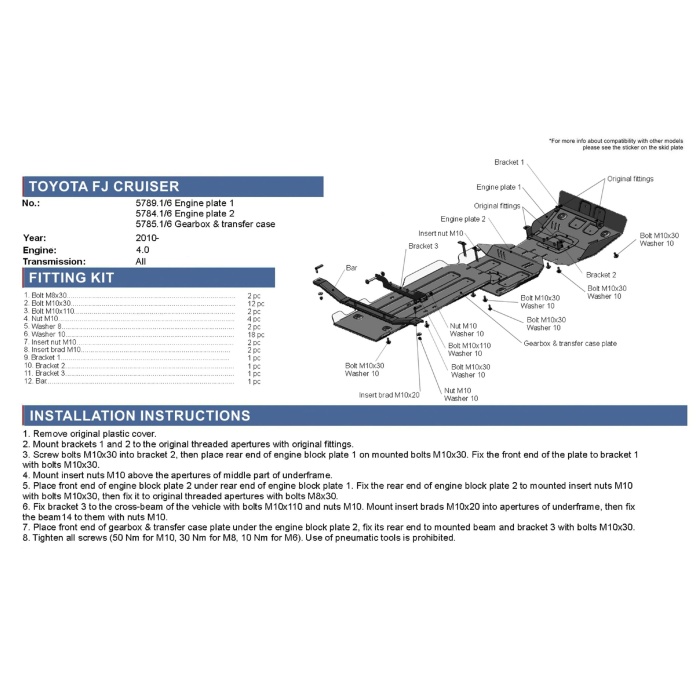 Scut motor pentru Toyota Land Cruiser Prado 120 J12 2007-2009 toate, din aluminiu,6 mm, Rival - imagine 2