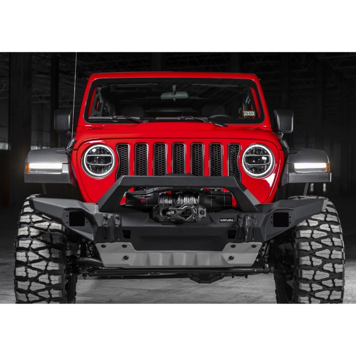 Bullbar HD, bara fata pentru Jeep Wrangler JK, JL 2007-2018, 2017-, din aluminiu, fara proiectoare LED, Rival - imagine 3