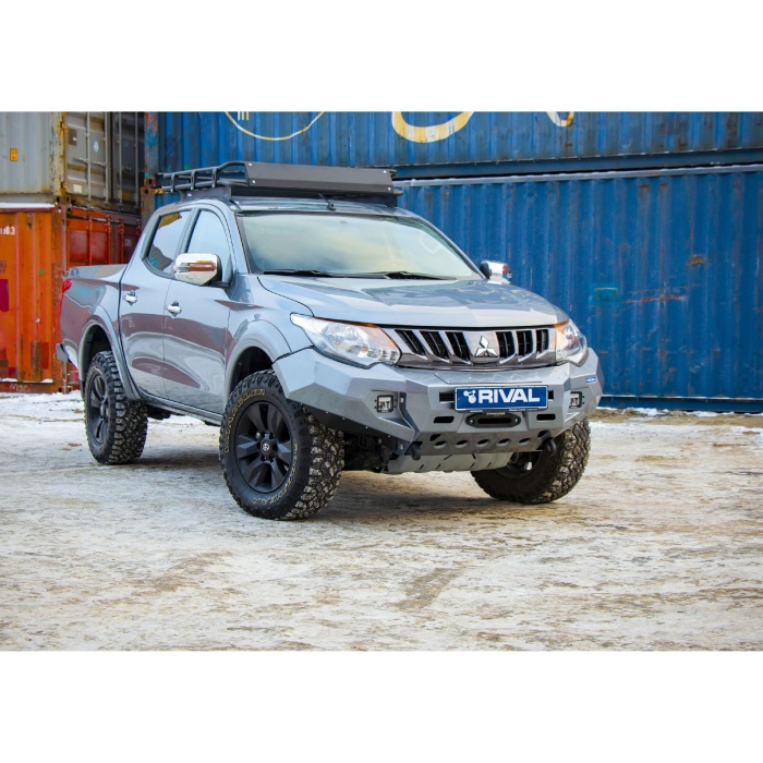 Bullbar HD, bara fata pentru Mitsubishi L200 / Triton 2015-2019, din aluminiu, cu proiectoare led, Rival - imagine 2