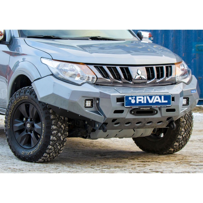 Bullbar HD, bara fata pentru Mitsubishi L200 / Triton 2015-2019, din aluminiu, cu proiectoare led, Rival - imagine 3