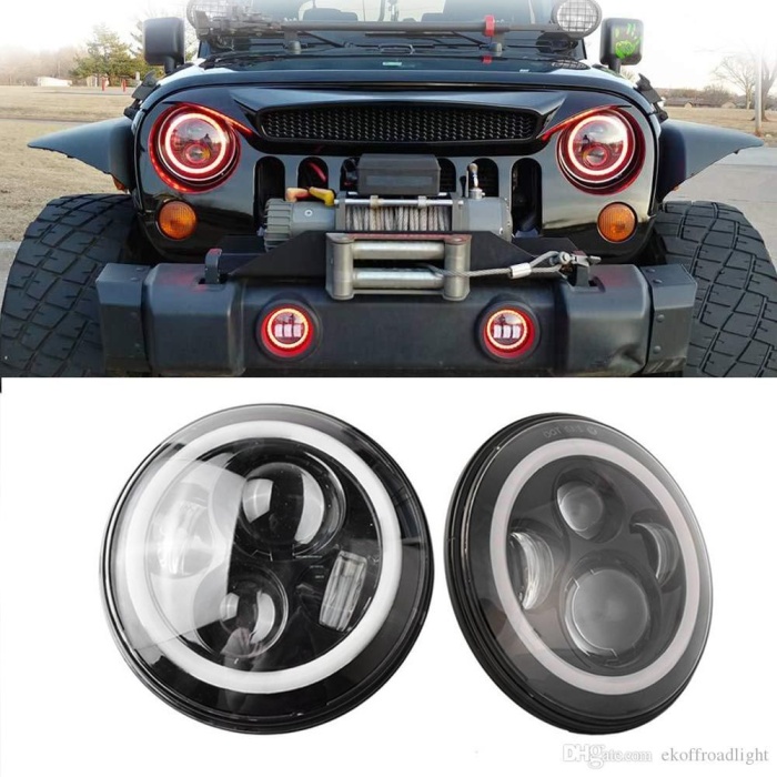 Faruri LED Angel Eyes DRL / Semnalizare universale Jeep Wrangler JK - imagine 3