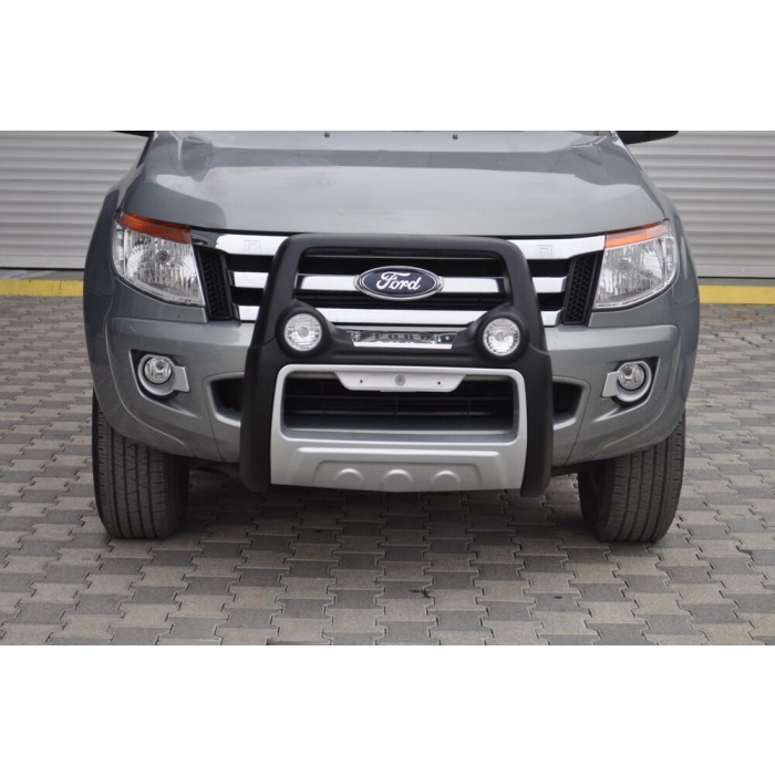 BullBar fata Ford Ranger 12-13 - ARP ATLANTIC Negru - Chrome, proiectoare de ceata - imagine 3