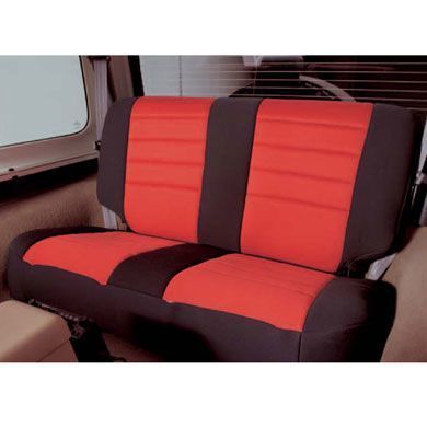 SB47130_Smittybilt_Neoprene_rear_seat_cover_pokrowiec_klapy_tylnej_Jeep_Wrangler_JK_Offex Husa bancheta Neopren negru-rosu Smittybilt - Jeep Wrangler TJ 97-02 - imagine 1