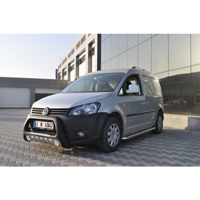 BullBar fata Volkswagen Caddy 04-10 ┬á- ARP LENA, Negru-Chrome proiectoare ceata - imagine 2