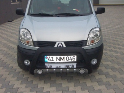 BullBar fata Renault Kangoo 98-07 ┬á- ARP LENA, Negru-Chrome proiectoare ceata - imagine 3