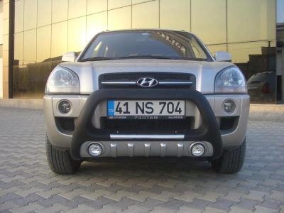 BullBar fata Hyundai Tucson 05-09 ┬á- ARP LENA, Negru-Chrome proiectoare ceata