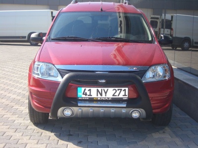 BullBar fata Dacia Logan MCV 05-Prezent ┬á- ARP LENA, Negru-Chrome proiectoare ceata - imagine 3