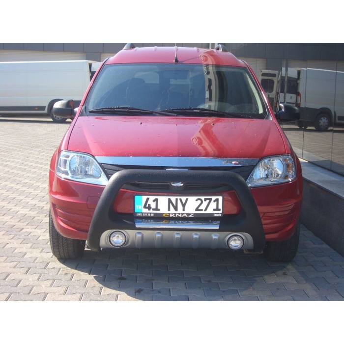 BullBar fata Dacia Logan MCV 05-Prezent ┬á- ARP LENA, Negru-Chrome proiectoare ceata - imagine 3