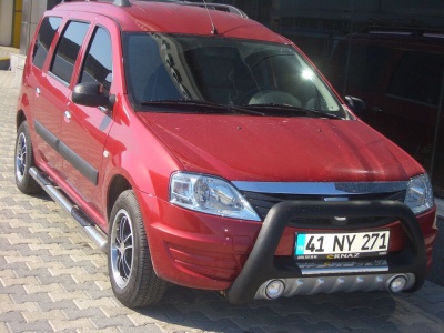 BullBar fata Dacia Logan MCV 05-Prezent ┬á- ARP LENA, Negru-Chrome proiectoare ceata - imagine 2