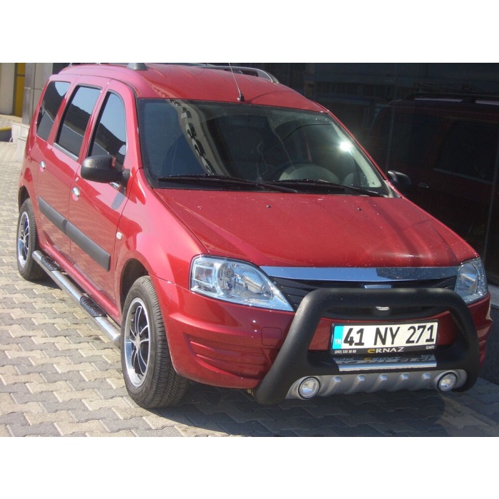BullBar fata Dacia Logan MCV 05-Prezent ┬á- ARP LENA, Negru-Chrome proiectoare ceata - imagine 2
