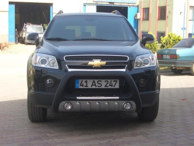 BullBar fata Chevrolet Captiva 06-11 ┬á- ARP LENA, Negru-Chrome proiectoare ceata
