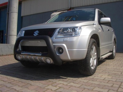 BullBar fata Suzuki Grand Vitara 5usi 06-09 - ARP LENA, Negru-Chrome proiectoare ceata - imagine 4