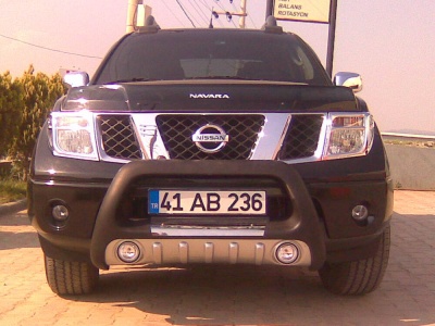 BullBar fata Nissan Navara 06-09 - ARP LENA, Negru-Chrome proiectoare ceata - imagine 2