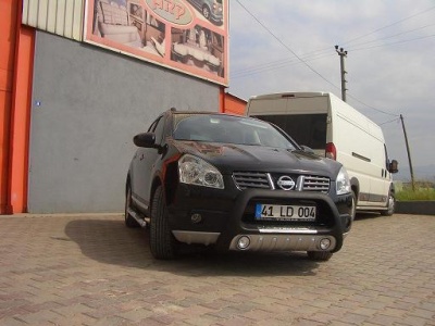 BullBar fata Nissan Qashqai DCI 07-13 ┬á- ARP LENA, Negru-Chrome proiectoare ceata