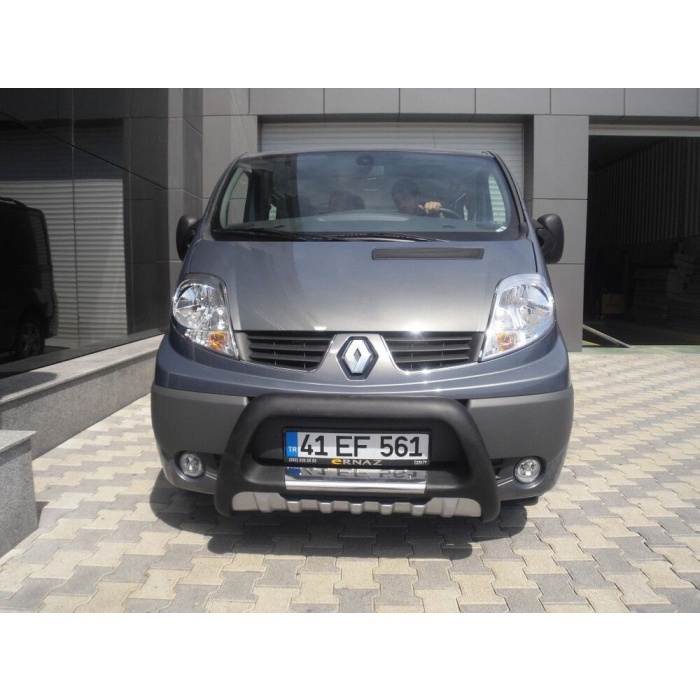 BullBar fata Renault Trafic LWB 04-Prezent - ARP INDIA, Negru - Chrome - imagine 5