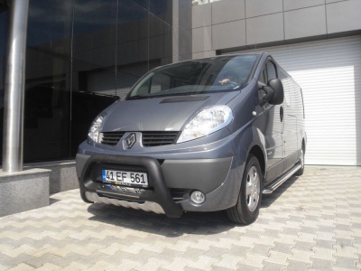 BullBar fata Renault Trafic SWB 04-Prezent - ARP INDIA, Negru - Chrome - imagine 3