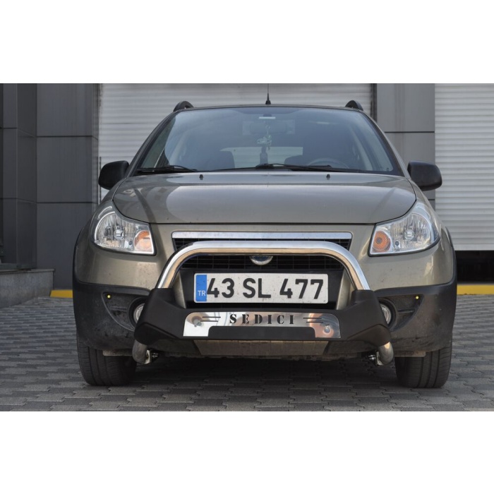 Bullbar fata Fiat SEDICI [06-14] - ARP AMAZON, Negru - Chrome - imagine 3