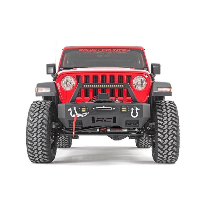 Bara protectie fata din otel cu leduri si placa de troliu Rough Country pentru Jeep Wrangler JK - imagine 4
