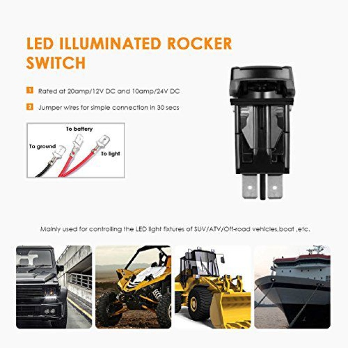 Instalatie electrica LED Bar, Proiectoare, cu buton interior iluminat si releu - imagine 3