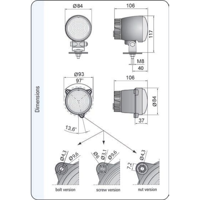 Proiector auto ceata 3 Led Wesem CDC2 12V~24V - imagine 5