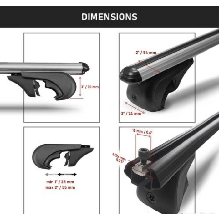 Bare transversale aluminiu Omtec Carry Tec – Dacia,  Jeep , Audi , BMW, Toyota , Volkswagen - imagine 3