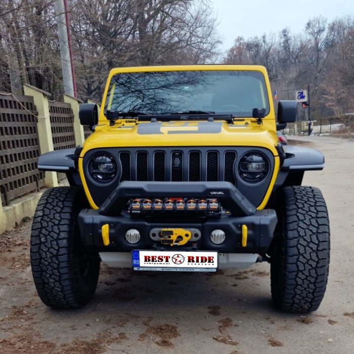 Bullbar HD Stubby - Bara fata Jeep Wrangler JL, JK , Gladiator JT , Otel, Rival (Full Kit) - imagine 6