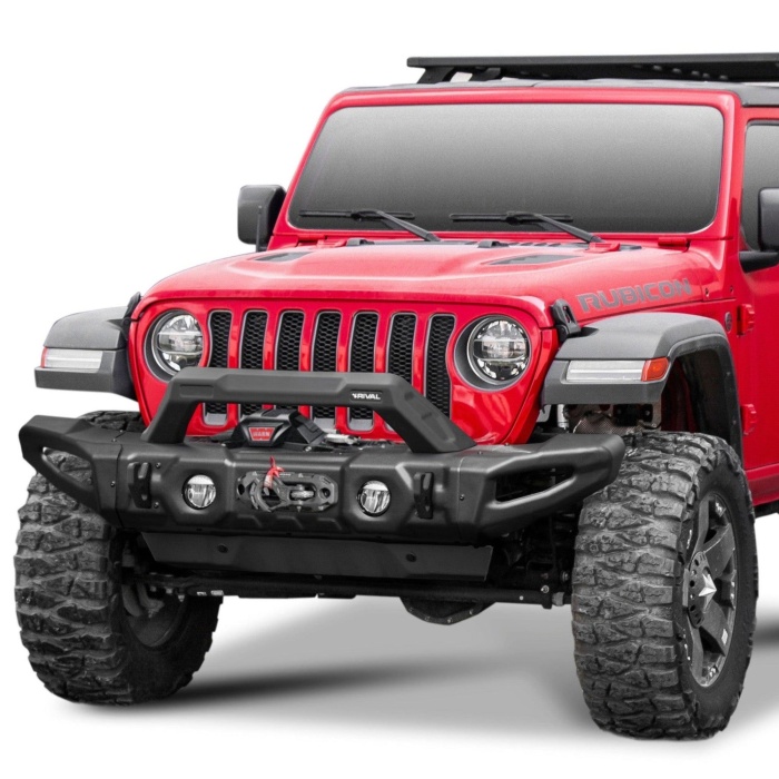 Bullbar HD Wide - Bara fata Jeep Wrangler JL, JK, Gladiator JT, Otel, Rival (Full Kit) - imagine 4