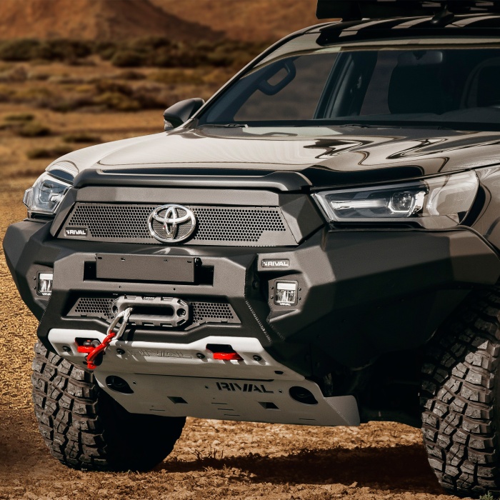 BullBar HD fata Toyota Hilux Executive / Invincible 2021- prezent , fara LED , Aluminiu , 6mm , Rival - imagine 2