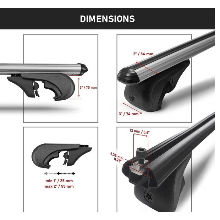 Bare transversale aluminiu Omtec Carry Tec – Porsche , Volvo , Nissan , Renault , Kia , Mitsubishi - imagine 3