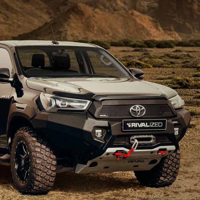 BullBar HD fata Toyota Hilux Executive / Invincible 2021- prezent , cu LED , Aluminiu , 6mm , Rival - imagine 3