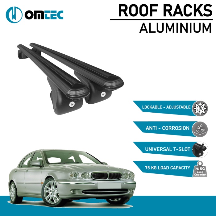 Bare Transversale Jaguar X-Type [2001-2009] Omtec Aluminiu - Negru - imagine 2