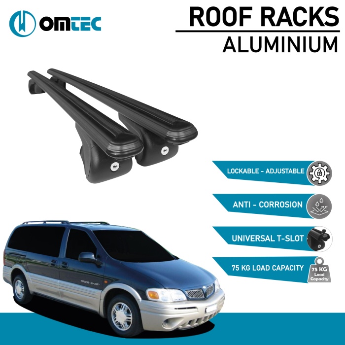 Bare Transversale Chevrolet Trans Sport [1998-2005] Omtec Aluminiu - Negru - imagine 2