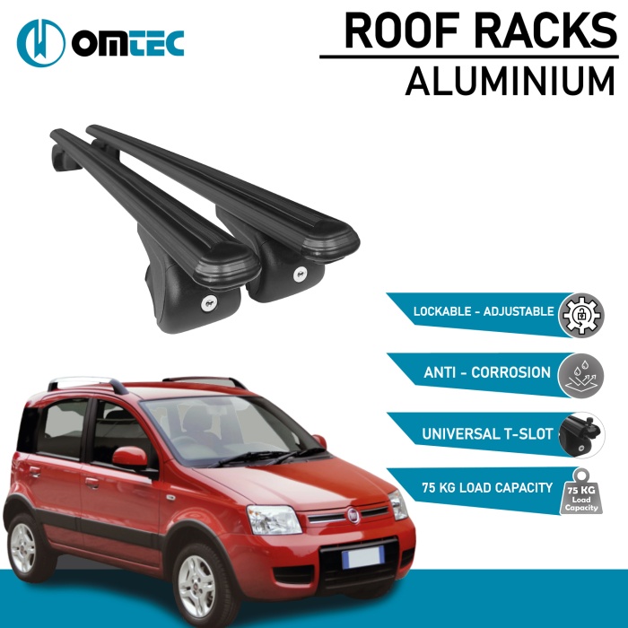 Bare Transversale Fiat Panda [2012 ->] Omtec Aluminiu - Negru - imagine 2