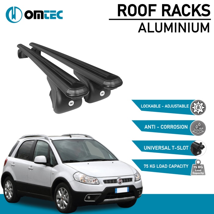Bare Transversale Fiat Sedici [2005-2014] Omtec Aluminiu - Negru - imagine 2