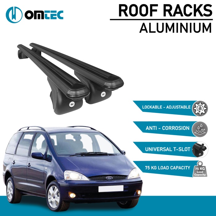 Bare Transversale Ford Galaxy [1996-2006] Omtec Aluminiu - Negru - imagine 2
