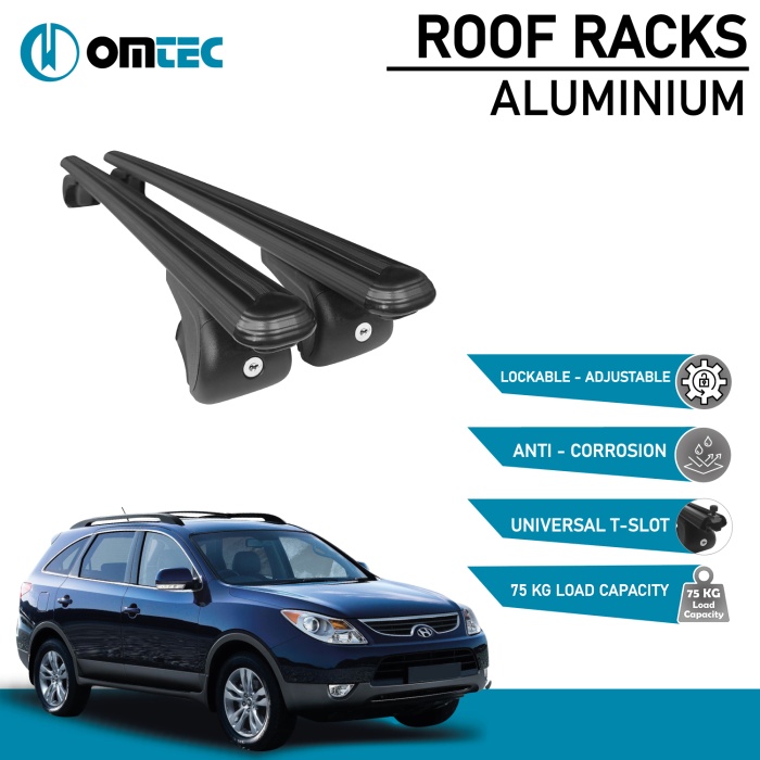 Bare Transversale Hyundai Ix55 [2007-2015] Omtec Aluminiu - Negru - imagine 2