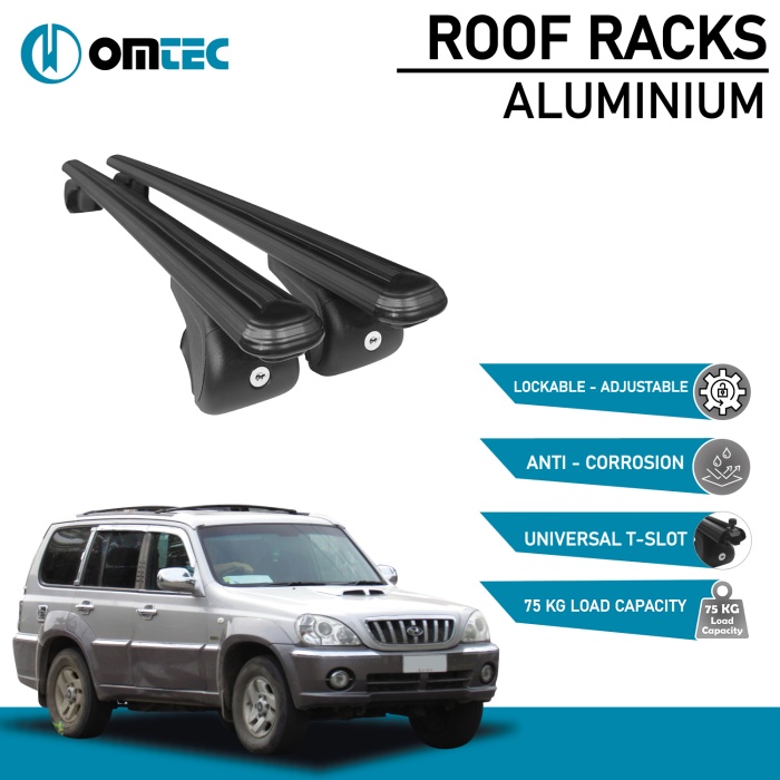 Bare Transversale Hyundai Terracan [2002-2008] Omtec Aluminiu - Negru - imagine 2