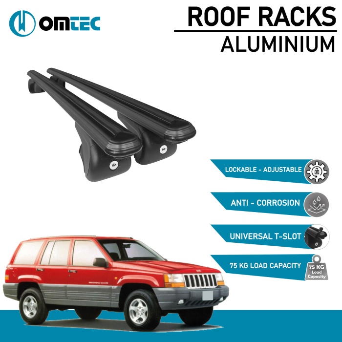 Bare Transversale Jeep Grand Cherokee [1998-2005] Omtec Aluminiu - Negru - imagine 2