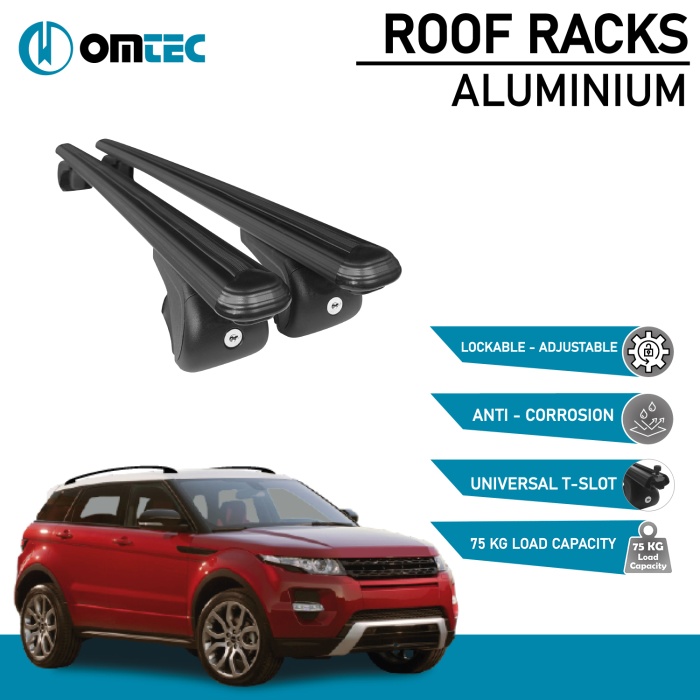Bare Transversale Land Rover Range Rover Evoque [2011-2018] Omtec Aluminiu - Negru - imagine 2