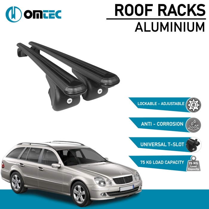 Bare Transversale Mercedes E-Class [2003-2009] Omtec Aluminiu - Negru - imagine 2