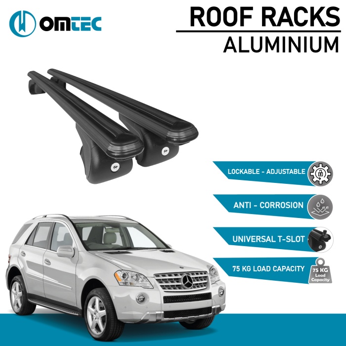 Bare Transversale Mercedes M-Class [2006-2011] Omtec Aluminiu - Negru - imagine 2