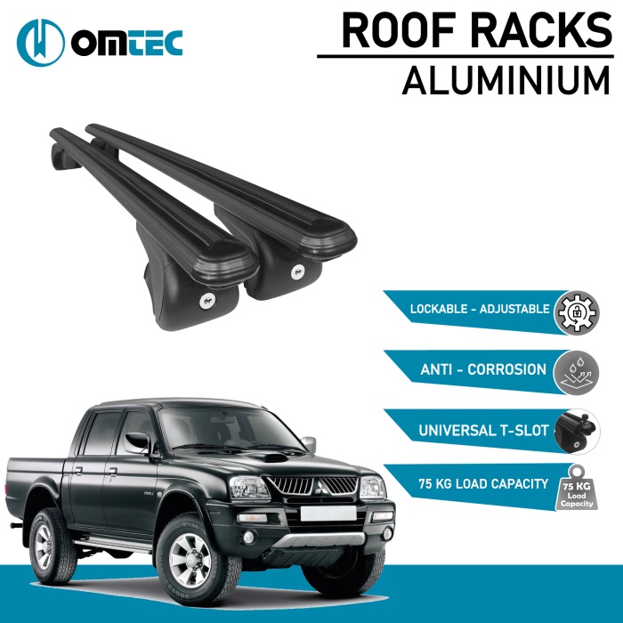 Bare Transversale Mitsubishi L200 [1996-2005] Omtec Aluminiu - Negru - imagine 2