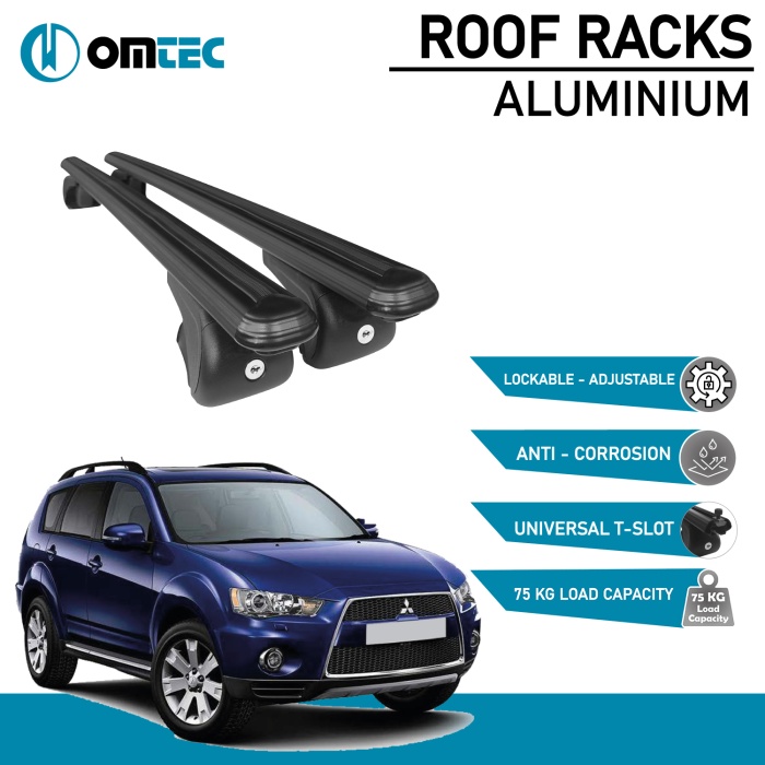 Bare Transversale Mitsubishi Outlander [2006-2012] Omtec Aluminiu - Negru - imagine 2