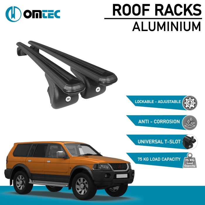 Bare Transversale Mitsubishi Pajero Sport [1996-2008] Omtec Aluminiu - Negru - imagine 2