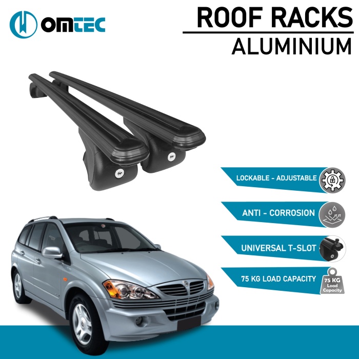 Bare Transversale Ssangyong Kyron [2005-2014] Omtec Aluminiu - Negru - imagine 2